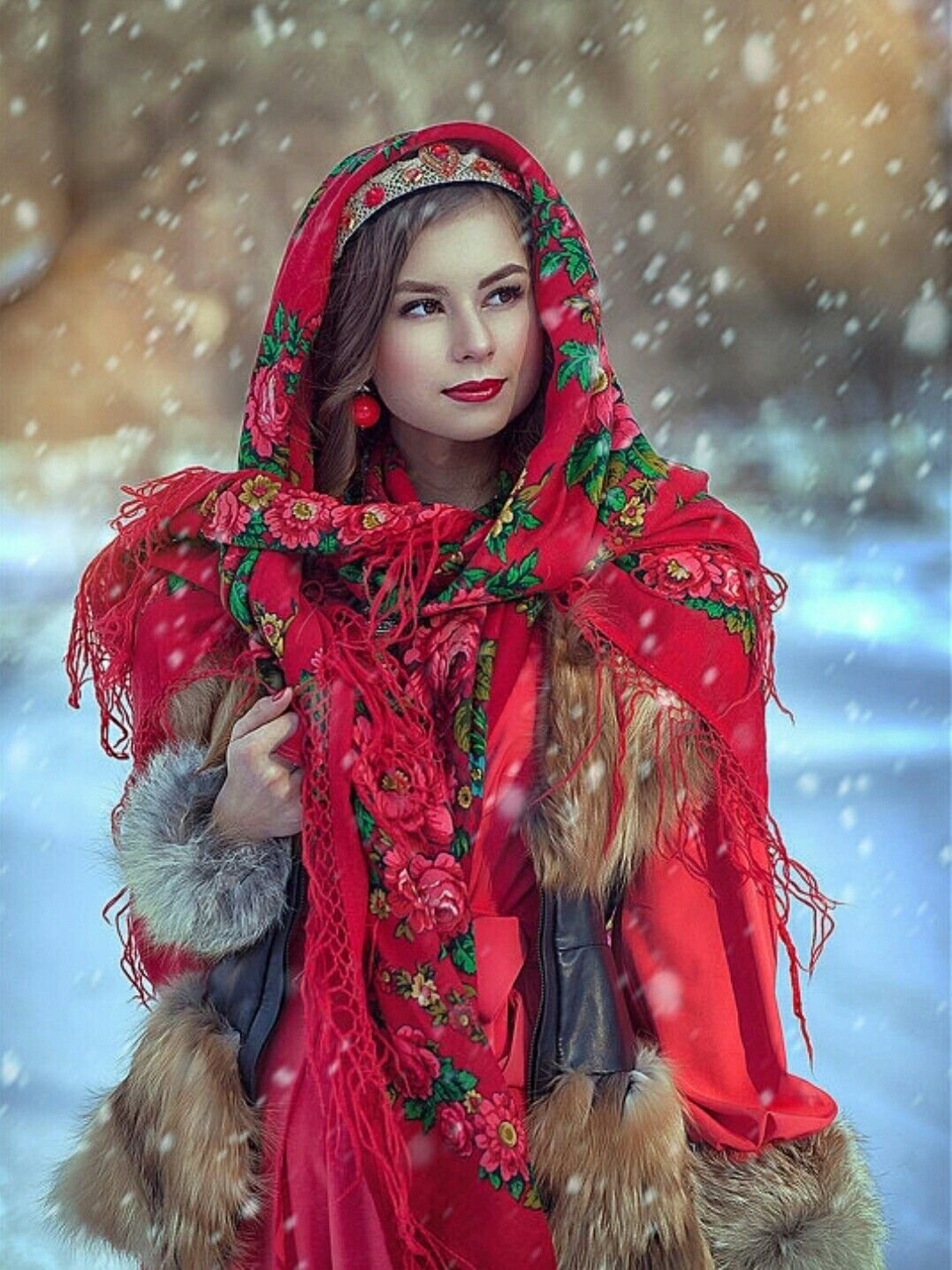 Beautiful girl Women in Slavic costumes in Lanzhou